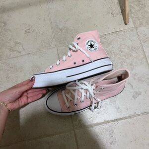 Baby pink platform converse